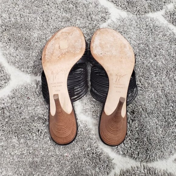 Giuseppe Zanotti Pissi Black Leather Sandal Heels, Size 38.5, U.S 8.5 - Picture 8 of 13